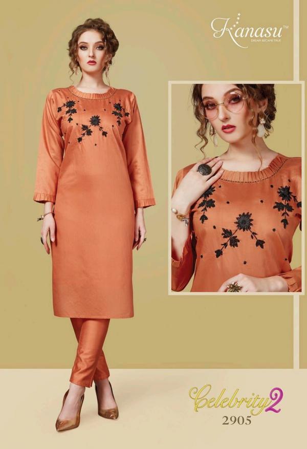 Kanasu Celebrity 2 Designer Ethnic Wear Silk Kurti With Bottom 